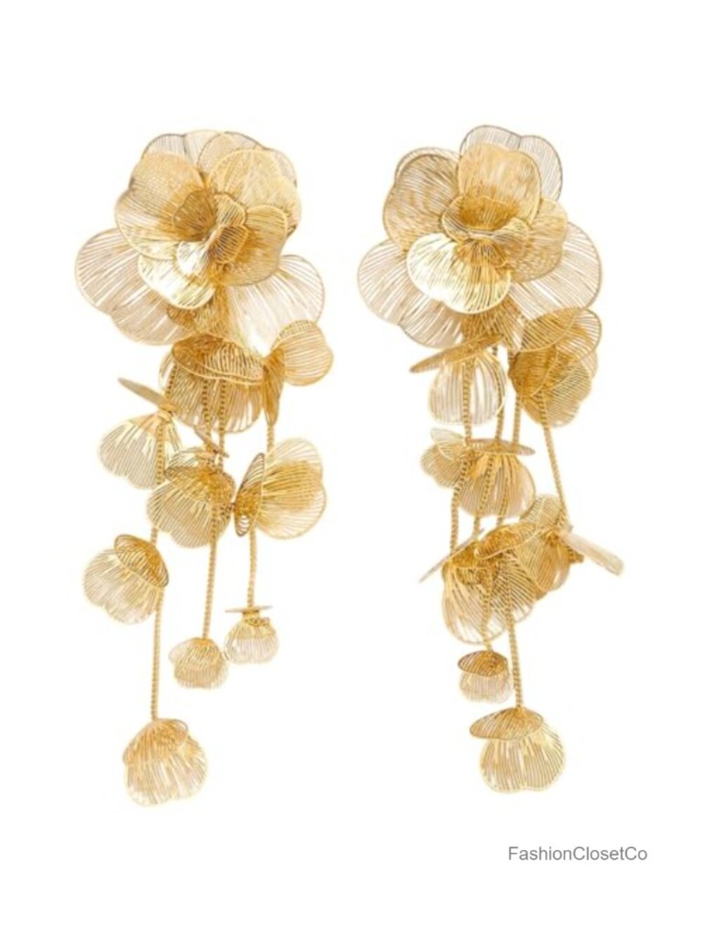 Long Drop Floral Dangle Earrings Alloy Hollow Statement Vintage